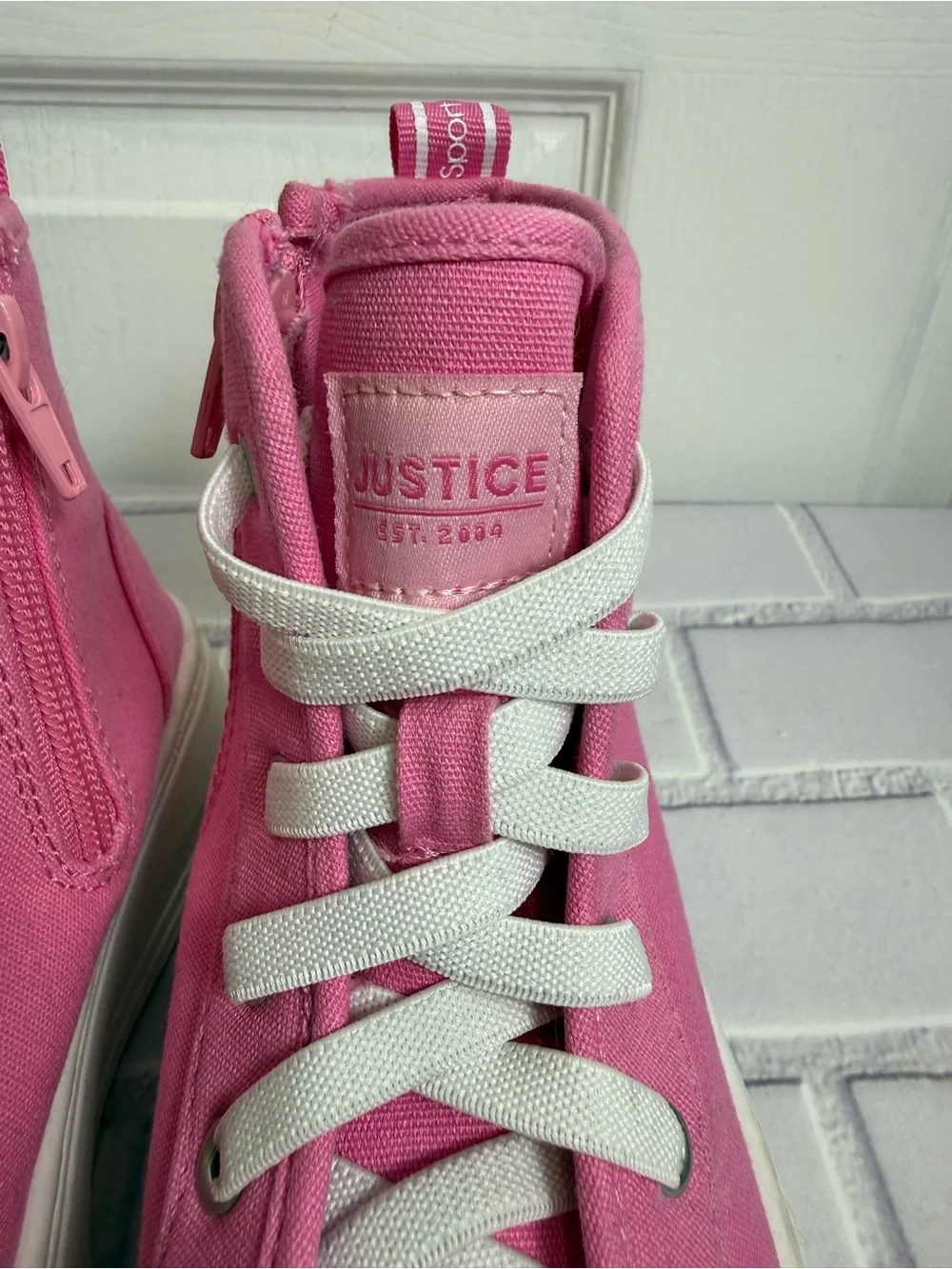 Justice Sport Girls Pink High Top Sneakers Platform Shoes Size 2